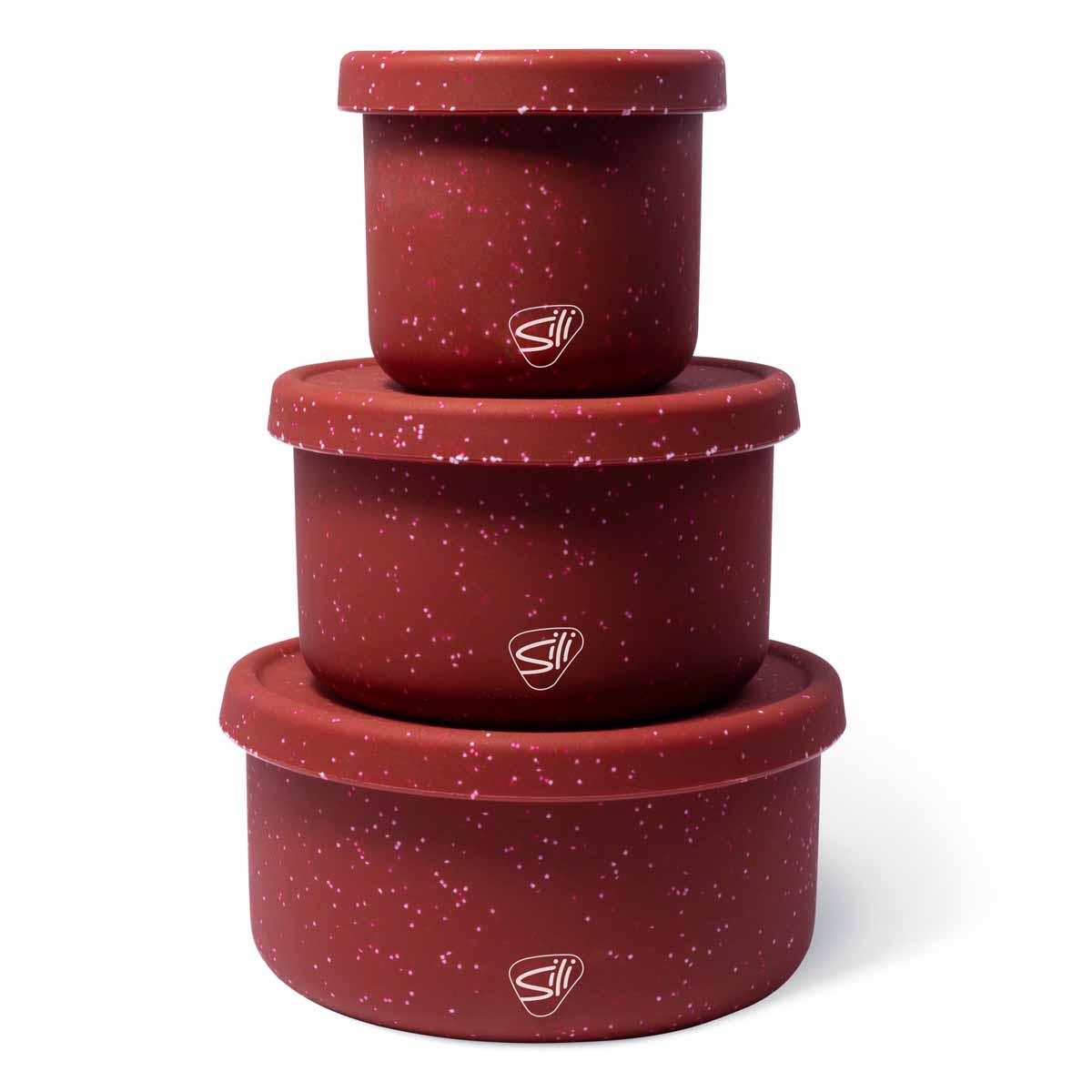 Silipint Silicone Speckled Collection Lidded Bowl Set