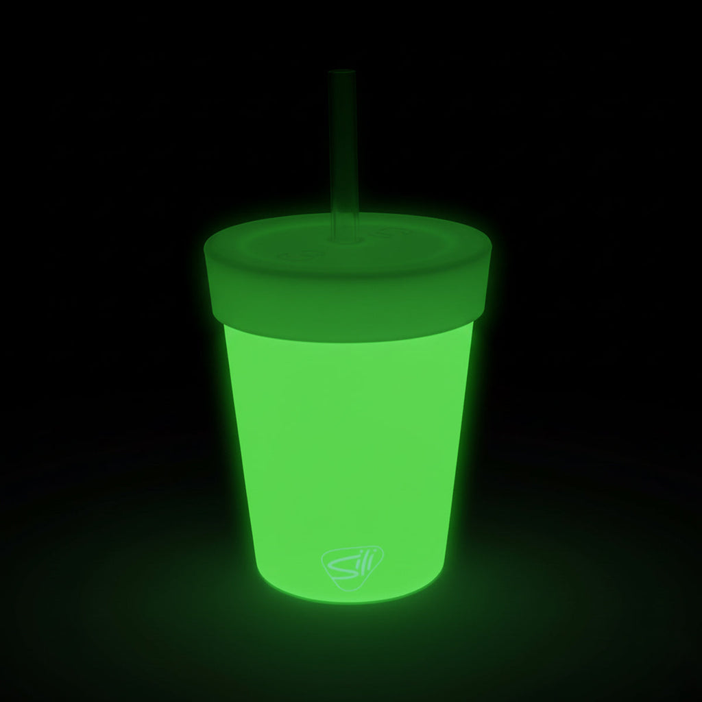 Silipint Silicone 8 oz Kids Glow In The Dark Straw Tumbler